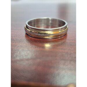 Mens Two-Tone Stainless Steel & Gold-Tone Ring Size 12